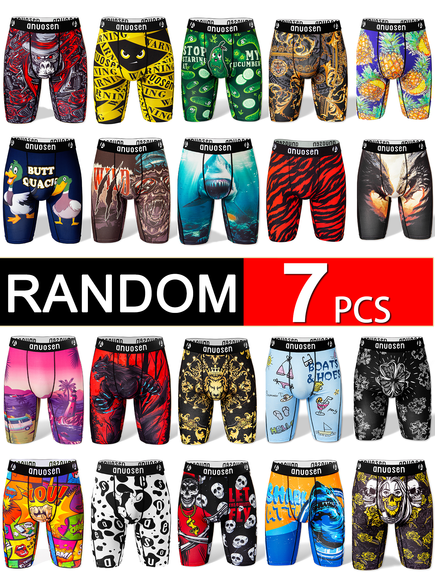 Multi Pack Underwear - Random 7-Piece Set of Men's Long