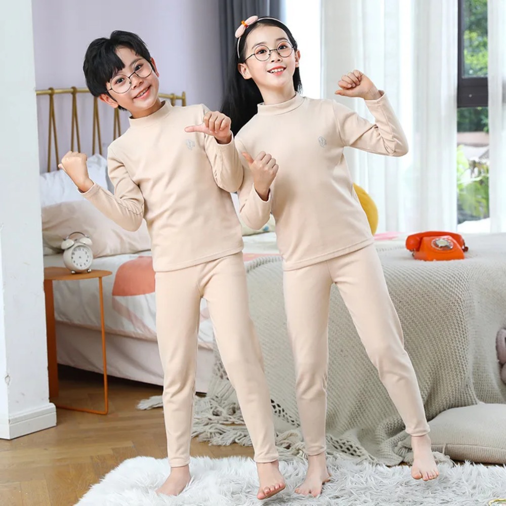 Thermal Long John - Kids Mid-Collar Thermal Underwear Set -