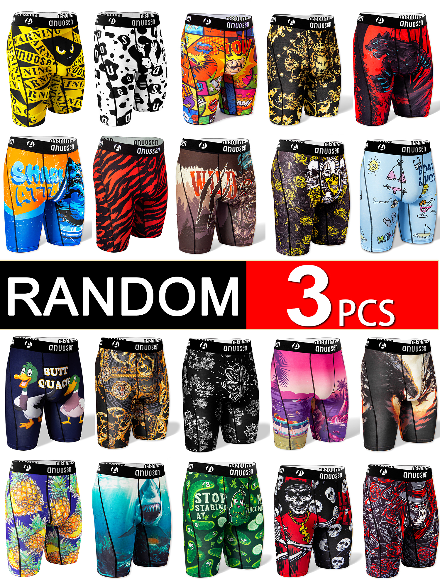 Multi Pack Underwear - Random 3-Piece Set of Men's Long