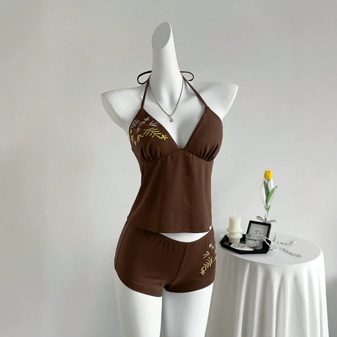Suspender Tank Top - New Women's Summer Brown Tank Top