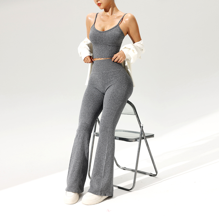 2pcs/set Seamless Flared Pants - огляд і ціна Tank Top Ribbed