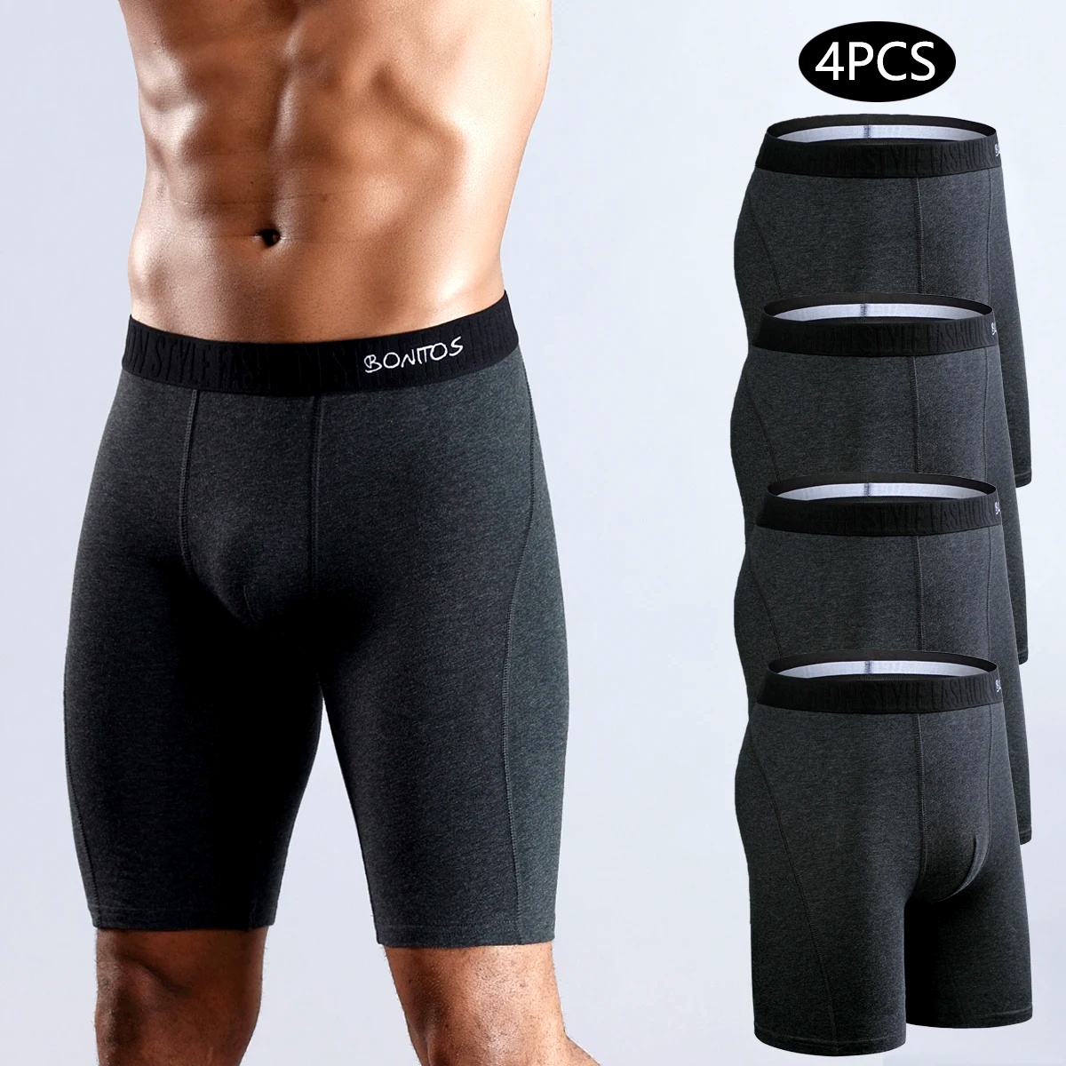 4pcs long boxers for men under - огляд і ціна Long Leg Trunk Men