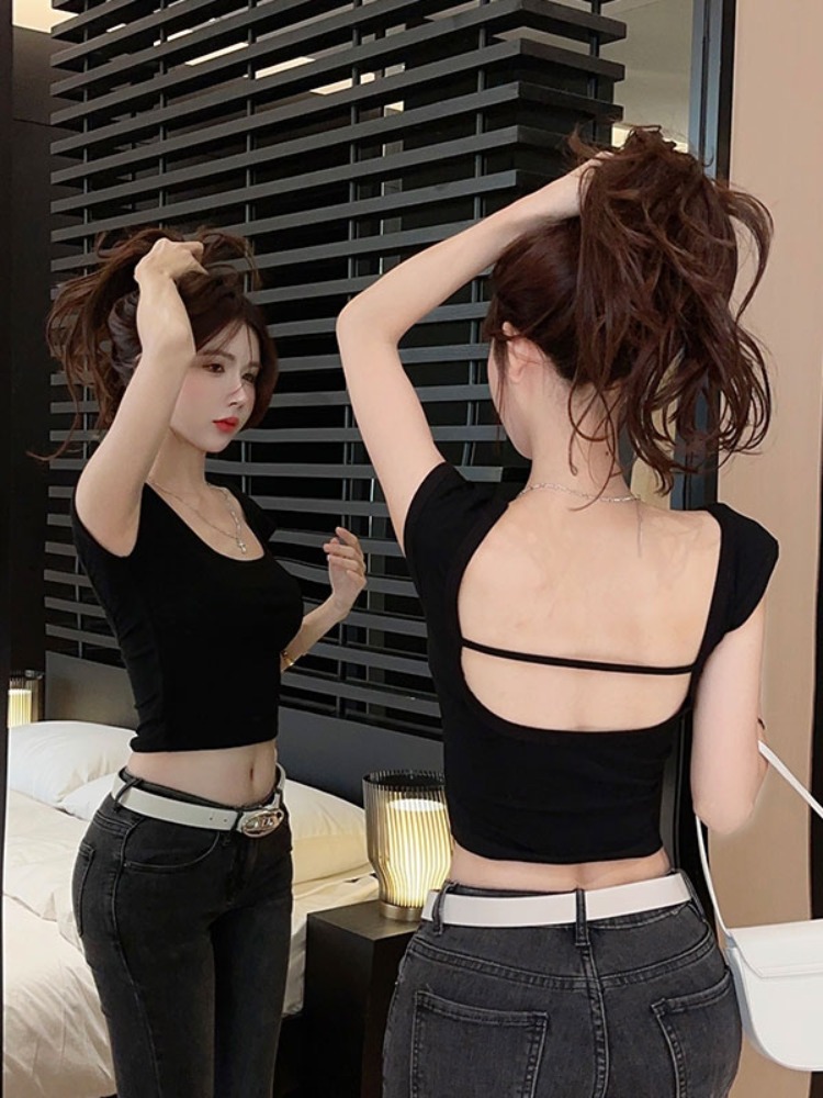 Sexy Red Backless Short Sleeve - огляд і ціна T Shirt Tight Fit