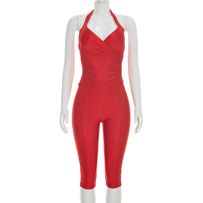 Women Slim 2 Piece Set Solid W - огляд і ціна Suspender Tank Top
