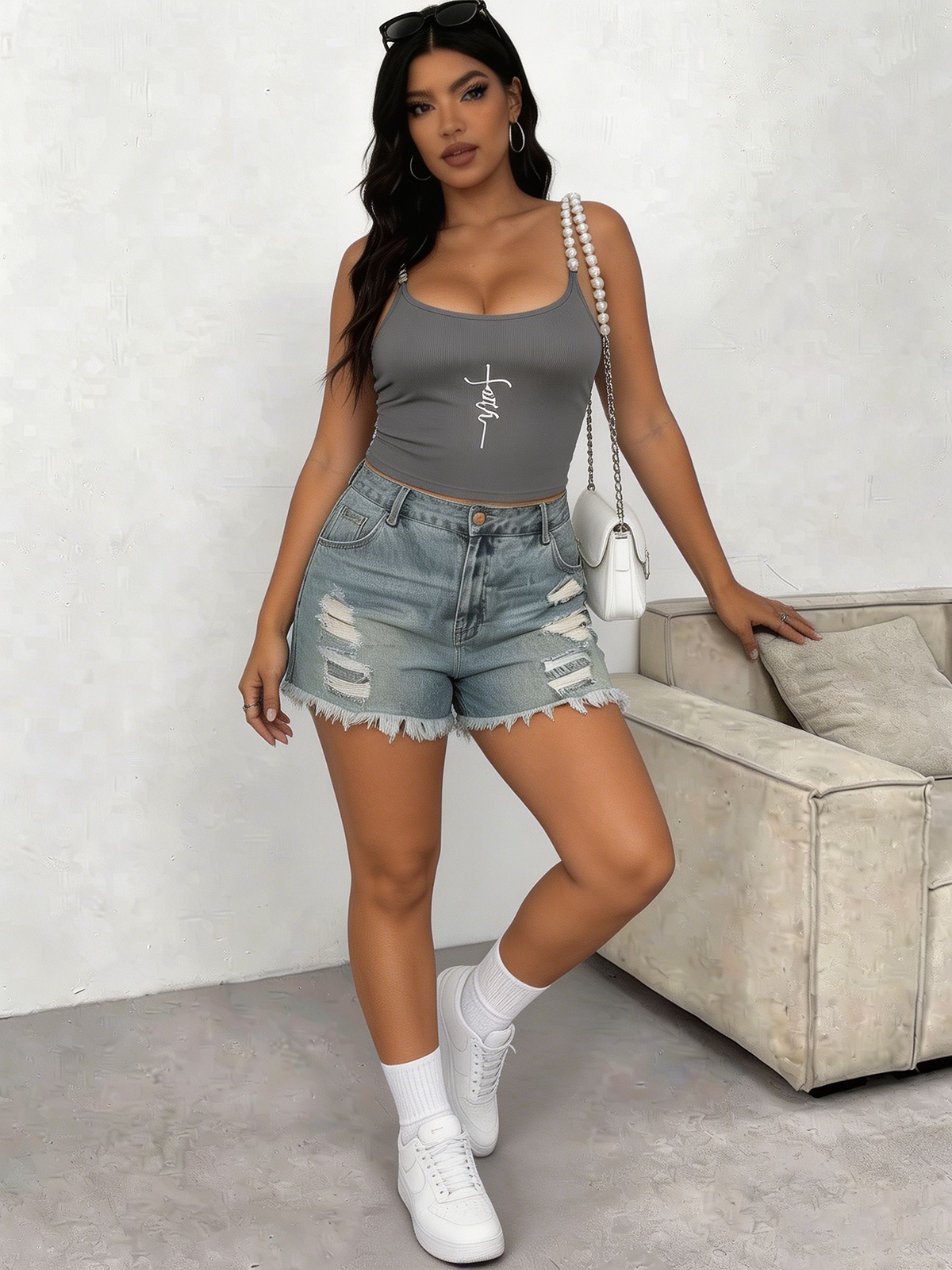 Plus Size Square Neck Pearl St - огляд і ціна Tank Top Ribbed