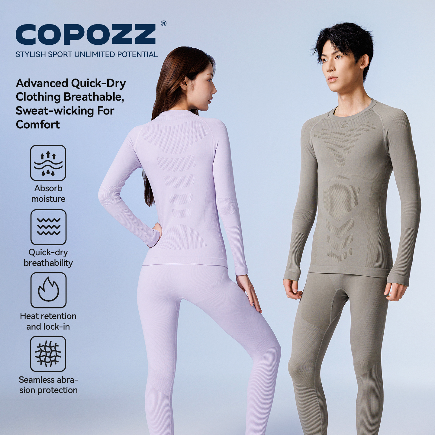 COPOZZ Women Men Seamless Ski  - огляд і ціна Thermal Long John